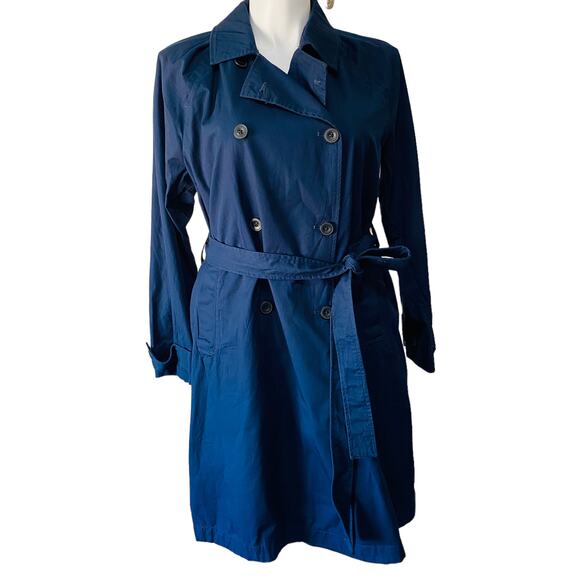NWT Free Assembly Navy Blue Trench Coat Sz L - Picture 1 of 3